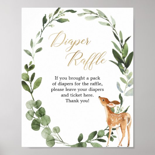 Poster Baby shower en or de cerf enseigne de tombola en  (Devant)