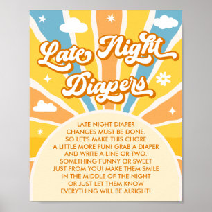 Poster Baby Shower Ensoleillé Jeu de Couches de Nuit Dern