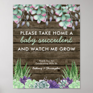 Poster Baby shower Favoriser Table Signal Rustique Succul