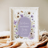 Poster Baby shower Fée Fleur sauvage violet Bienvenue