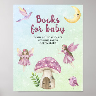 Poster Baby shower fée - livres pour bébé