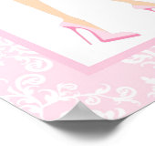 Poster Baby shower femme rose Damask Blonde (Coin)
