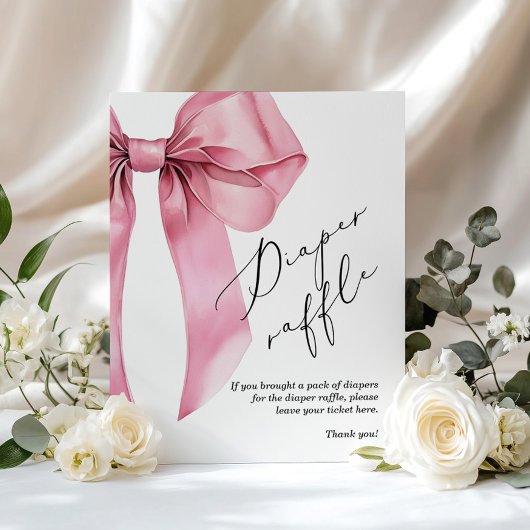 Poster Baby shower fille de la chaudière tombole rose