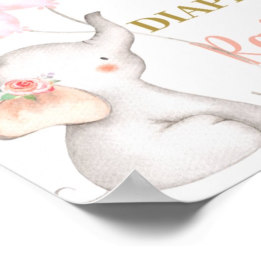 Poster Baby shower Fille Eléphant Déchets Refus signe (Coin)