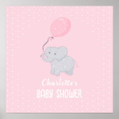 Poster Baby Shower Fille Éléphant Mignon (Devant)