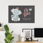 Poster Baby shower fille Eléphant mignon (Bureau à domicile)