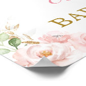 Poster Baby shower Fille Lapin Rose Floral Lapin Rabbit B (Coin)