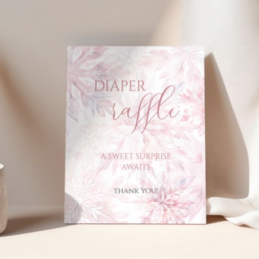 Poster Baby shower Fille Pink Snowflake Déchets Raffle