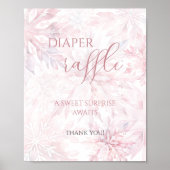 Poster Baby shower Fille Pink Snowflake Déchets Raffle (Devant)