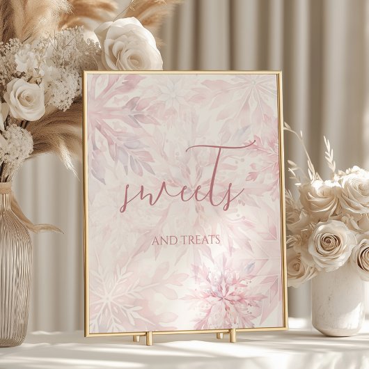 Poster Baby shower Fille Pink Snowflake Sweets et des fri