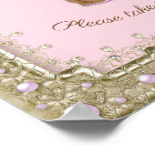 Poster Baby shower fille, princesse, rose, 8,5x11 (Coin)