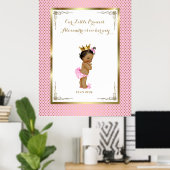 Poster Baby shower fille, rose blanc, élégant,32x41,6 300 (Bureau à domicile)