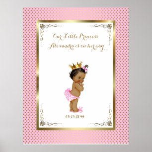 Poster Baby shower fille, rose blanc, élégant,32x41,6 300