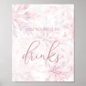Poster Baby shower Fille rose Flocon de neige Boissons (Devant)