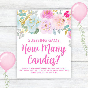 Poster Baby shower Fille Rose Gros Ventre Jeu