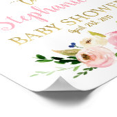 Poster Baby shower fille signe d'accueil, fille fleurie (Coin)