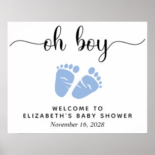 Poster Baby-Shower Fillettes aux Pieds Bleus Bienvenue