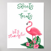 Poster Baby shower flamingo tropical Douceurs et friandis (Devant)
