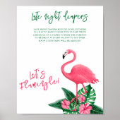 Poster Baby shower flamingo tropical Latins de nuit (Devant)