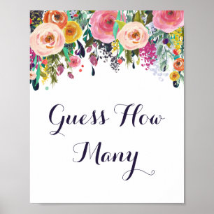 Poster Baby shower Fleur Devinez Combien De Jeu Signe