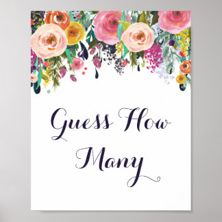 Poster Baby shower Fleur Devinez Combien De Jeu Signe