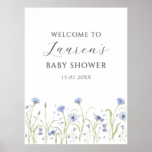 Poster Baby-Shower Fleur Sauvage (Devant)