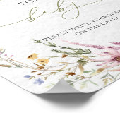 Poster Baby shower Fleur sauvage Aquarelle (Coin)