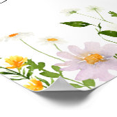 Poster Baby shower fleur sauvage aquarelle (Coin)