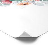 Poster Baby shower fleur sauvage bleu Dusty (Coin)