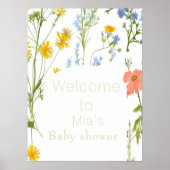 Poster Baby shower fleur sauvage Boho (Devant)