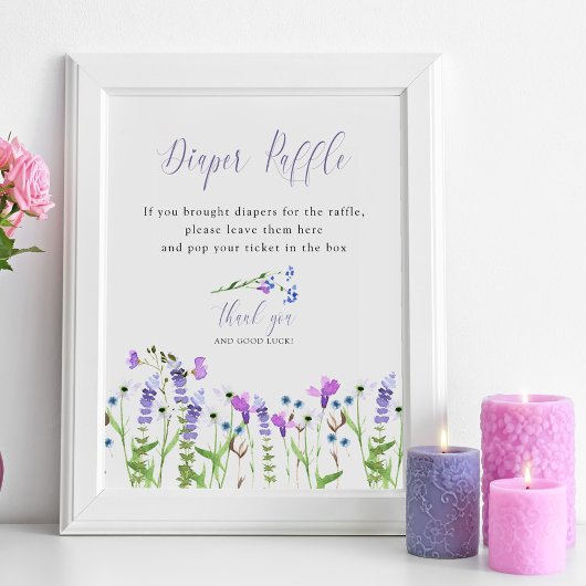 Poster Baby shower Fleur sauvage de  de calfeuil violet
