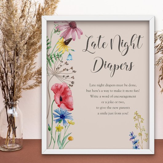 Poster Baby shower Fleur sauvage de Diapeurs de nuit