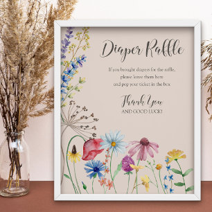 Poster Baby shower fleur sauvage de signalisation de chau