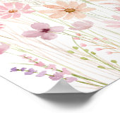 Poster Baby shower Fleur sauvage Dusty Pink Boho (Coin)