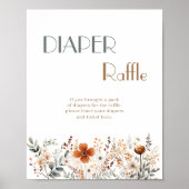 Poster Baby shower Fleur sauvage en terre cuite Raffle de (Devant)