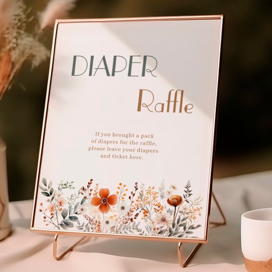 Poster Baby shower Fleur sauvage en terre cuite Raffle de