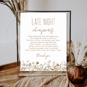 Poster Baby shower fleur sauvage Late Night Diapers