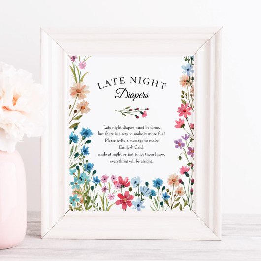 Poster Baby shower fleur sauvage Late Night Diapés Imprim