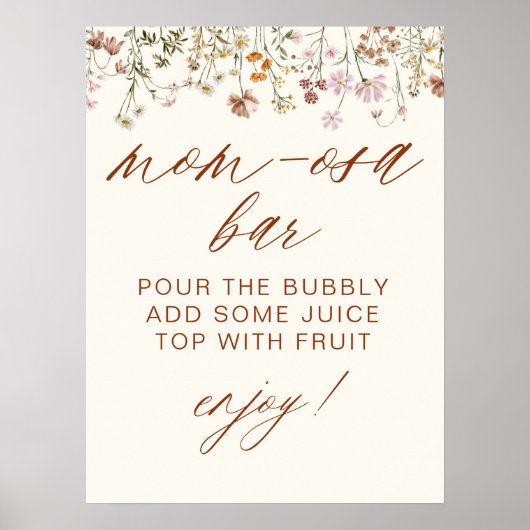 Poster Baby shower fleur sauvage Maman-Osa Bar (Devant)