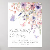 Poster Baby shower Fleur sauvage papillon (Devant)