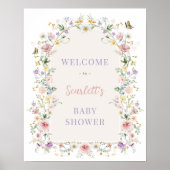 Poster Baby shower Fleur sauvage Pastel Spring Bienvenue (Devant)