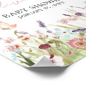 Poster Baby shower Fleur sauvage petit papillon Bienvenue (Coin)
