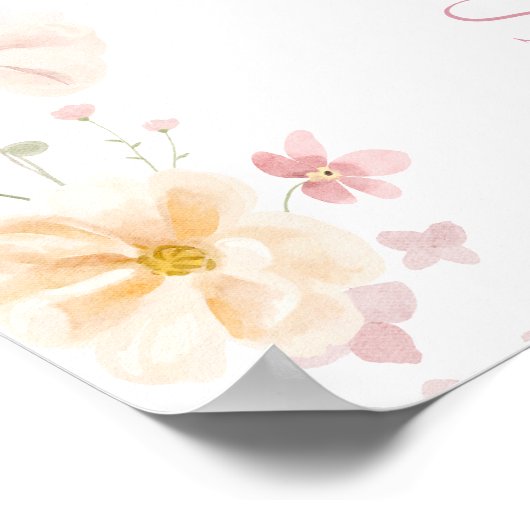 Poster Baby shower fleur sauvage Pink Bow (Coin)
