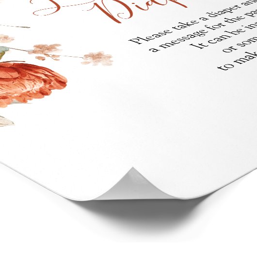 Poster Baby shower Fleur sauvage rustique Diapositives ta (Coin)