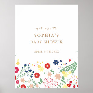 Poster Baby shower Fleur sauvage simple et élégant Accuei
