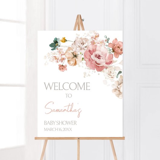 Poster Baby shower Fleur sauvage Spring Bienvenue