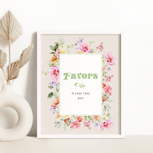 Poster baby shower fleuri fleur sauvage Faveurs