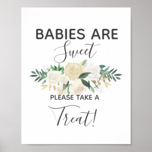 Poster Baby shower Fleurs Prendre un signe de traitement