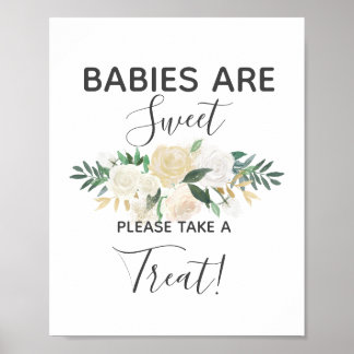 Poster Baby shower Fleurs Prendre un signe de traitement
