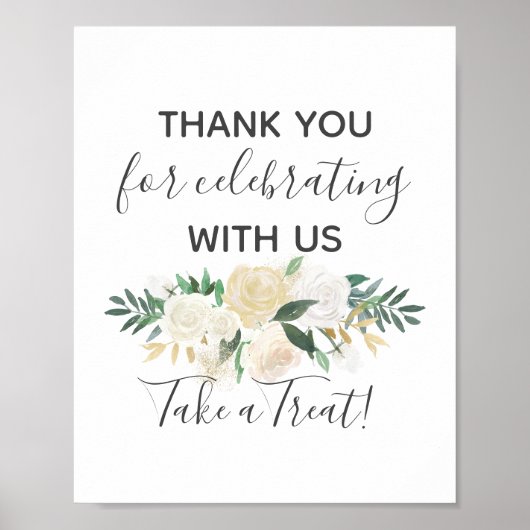 Poster Baby shower Fleurs Prendre une menace signe de fav (Devant)